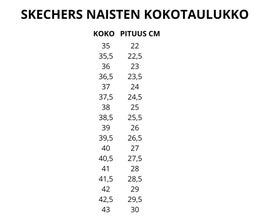 Skechers kokotaulukko.